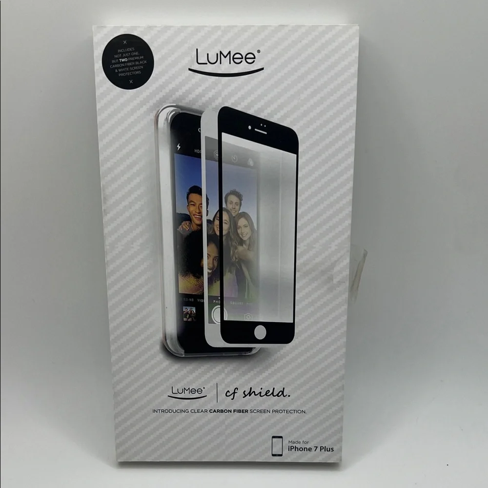 LuMee CF Shield Screen Protector for iPhone 7 Plus - Black Trim, Clear